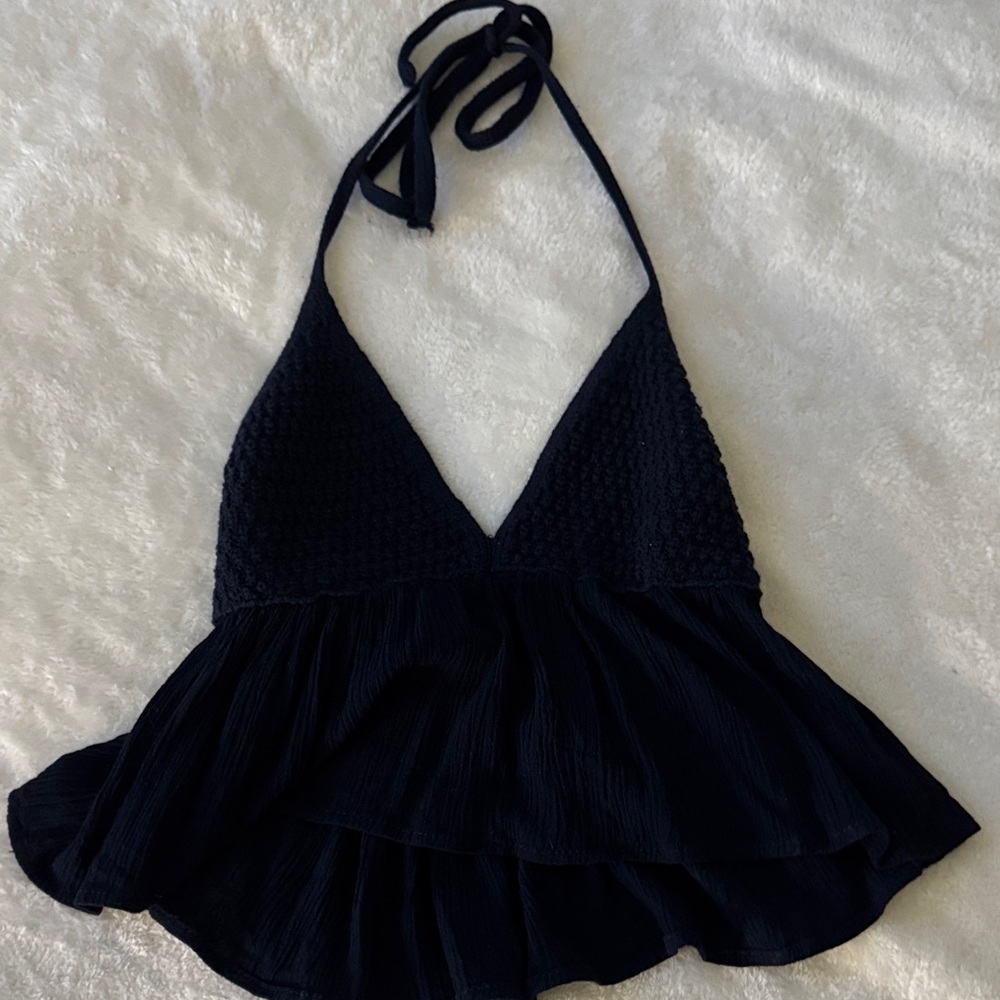 Garage Navy Textured Top